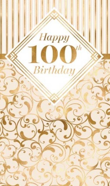 Greeting Card Happy 100th Birthday Gold