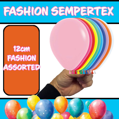Latex Balloon 12cm Fashion Assorted Pk 100