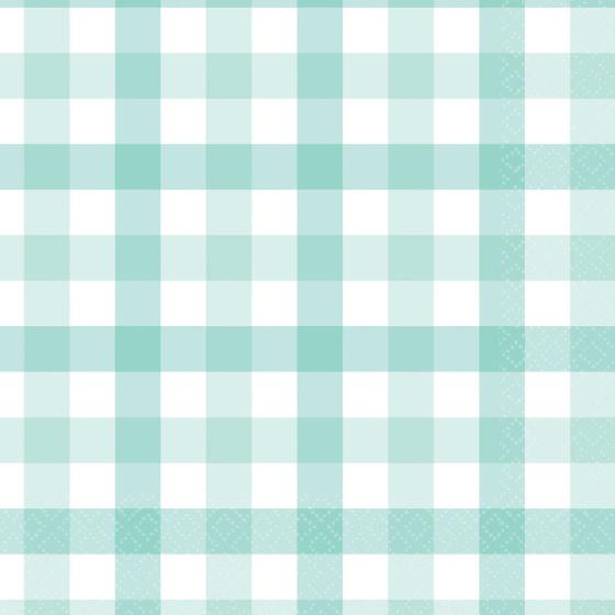 Napkins Lunch Gingham Check Pastel Mint Pk 16