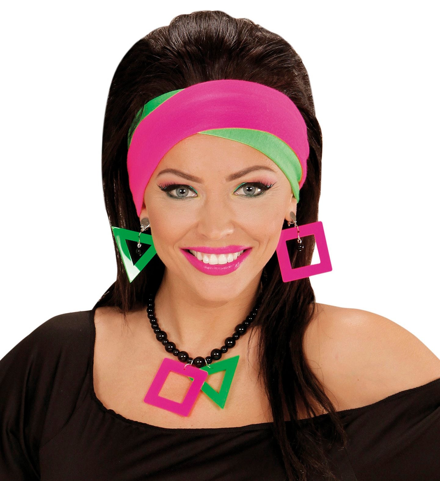 Necklace and Earring Set 1980s Neon Geometric Style