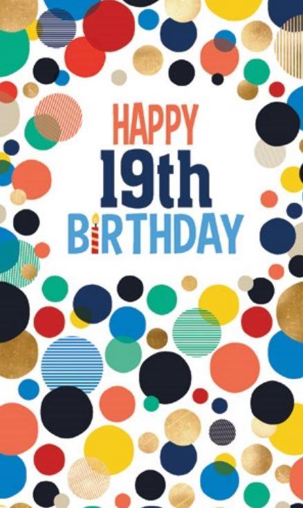 Greeting Card Happy 19th Birthday Dots