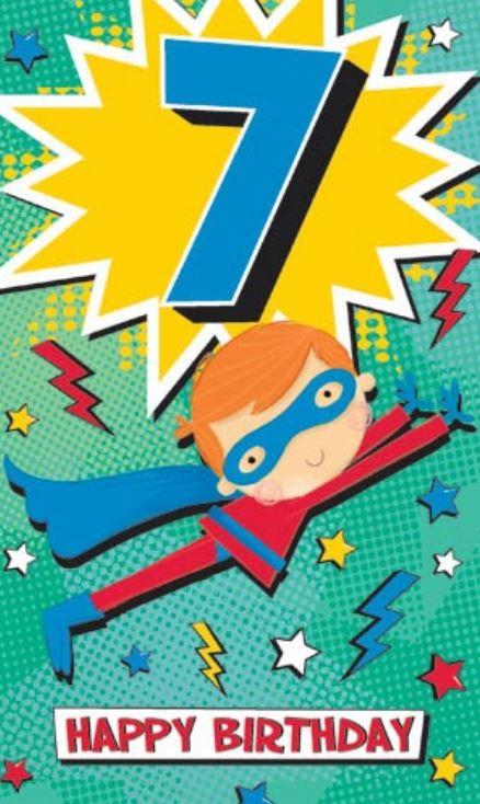 Greeting Card Happy 7th Birthday Superhero
