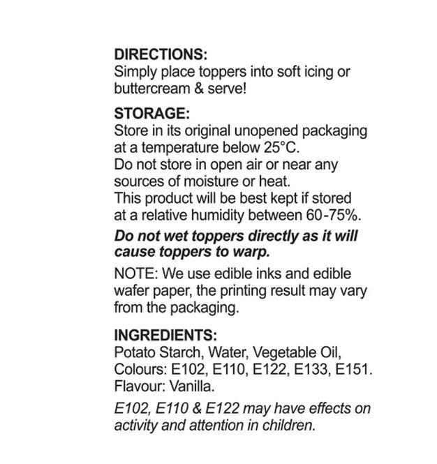 Edible Icing Wafer Topper The Wiggles Pk/16