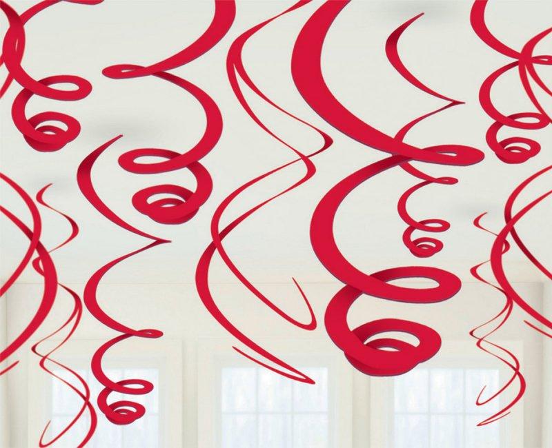 Hanging Decoration Swirls Red 55.8cm Pk/12