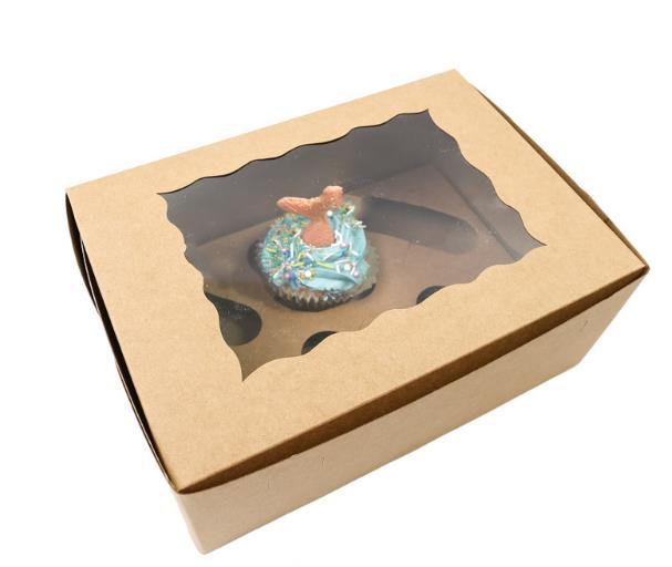Cupcake Box Brown For 6- Discontinued Line Last Chance