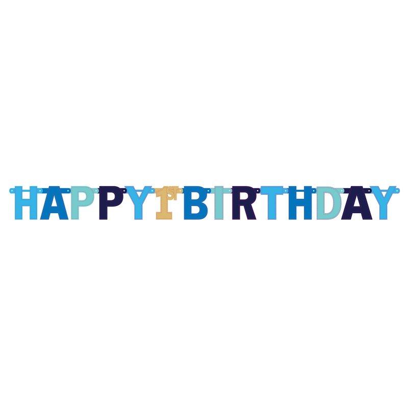 Banner 1st First Birthday Blue Jumbo Foil Letter 2.95m Long