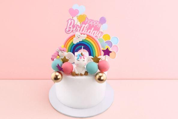 Cake Topper/Decorating Unicorn/Rainbow Happy Birthday Set