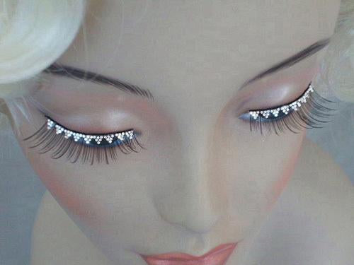 Costume False Eyelashes Black With Jewel Trim Deluxe
