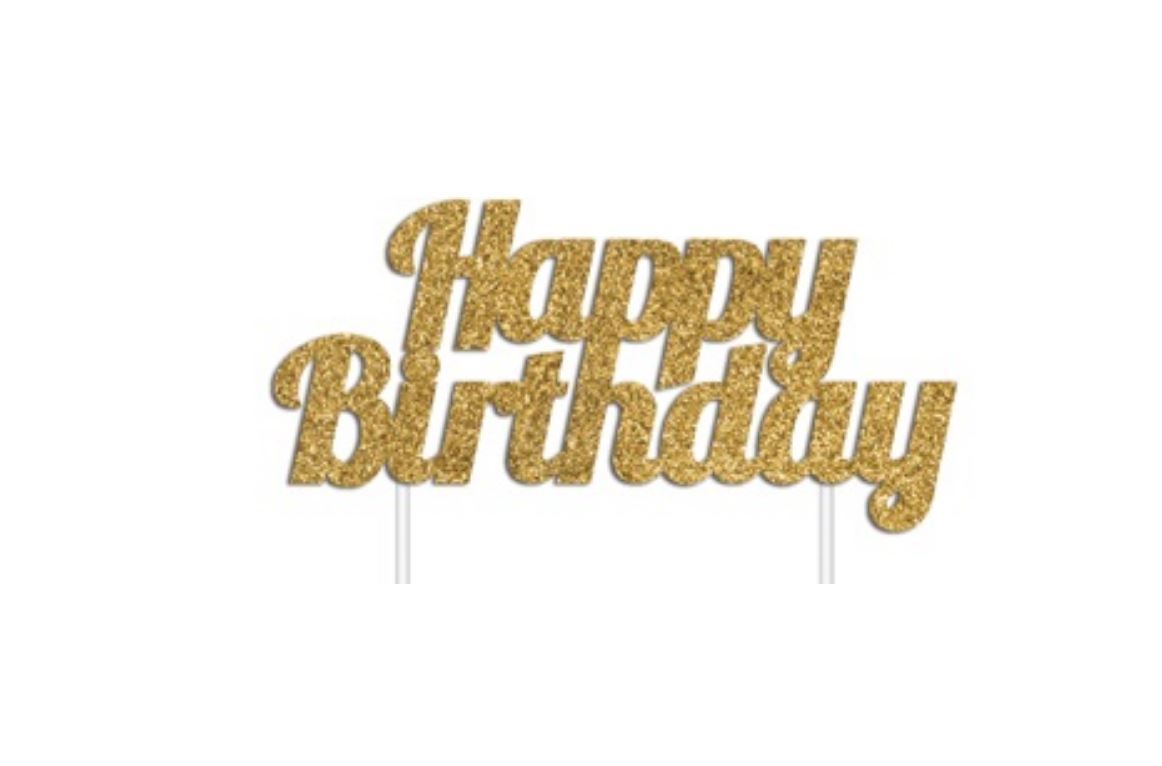Cake Topper Budget Happy Birthday Gold