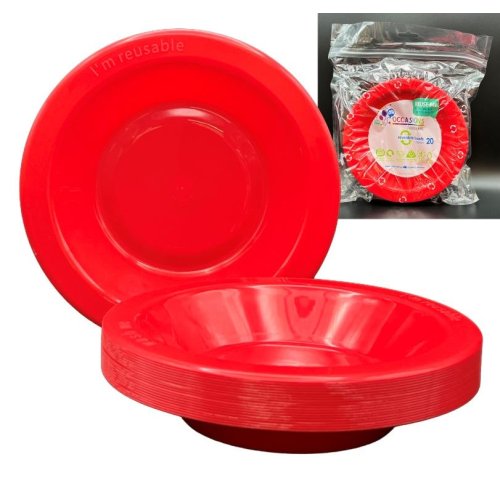 Bowls 18cm Red Reusable Plastic Pk/20