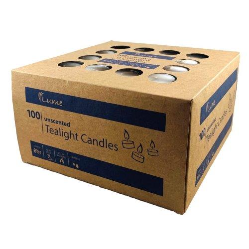 Candles Tealight 8 Hour Burn Unscented 100% Paraffin Wax Pk/100