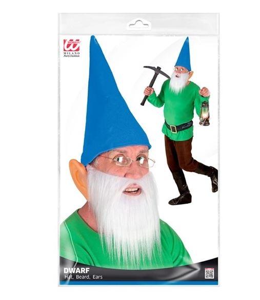 Gnome/Dwarf Costume Set Blue (Hat Beard & Ears)