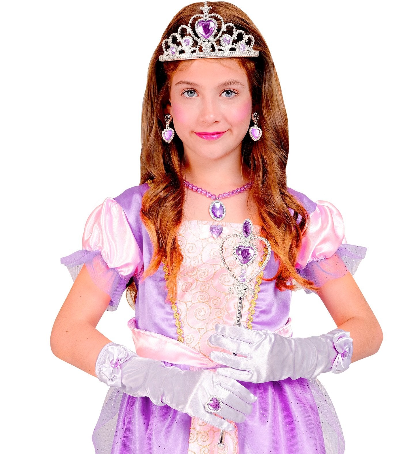 Princess Set 6 Piece Set Purple Tiara Necklace Earings Gloves Ring Scepter