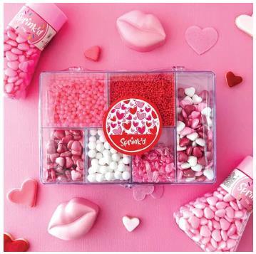 Edible Decorations Sprinkles Pink Love and Hearts Bento Box 200g