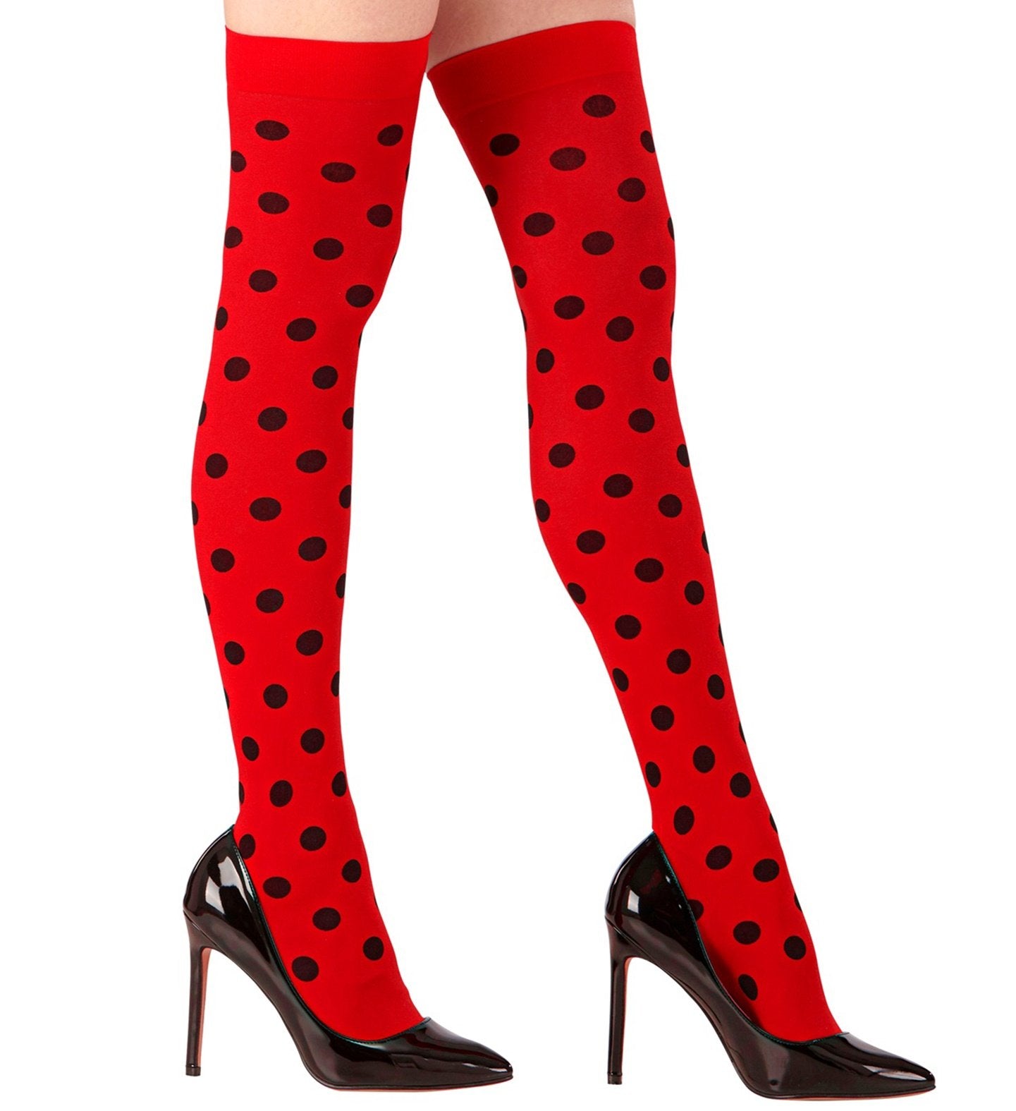 Pantyhose/Stocking Thigh High Ladybug Red With Black Dots