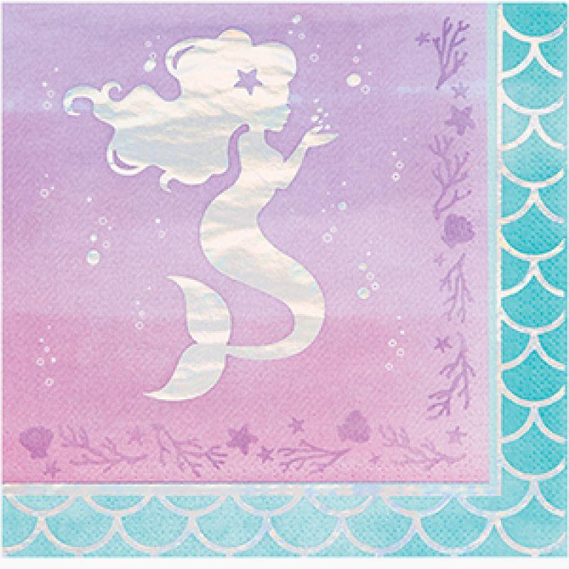 Mermaid Shine Iridescent Napkins Lunch Pk/16
