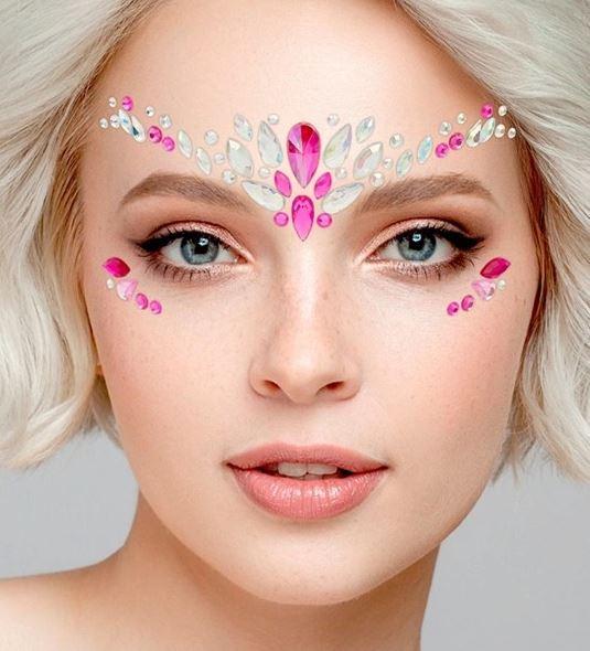 Face Jewels Pink & Diamonds Princess/Fairy Adhesive Costume Accessory