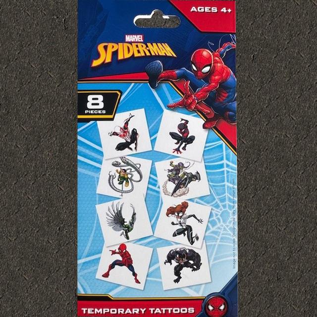 Spiderman Webbed Temporary Tattoos Pk/8 5cm X 4cm