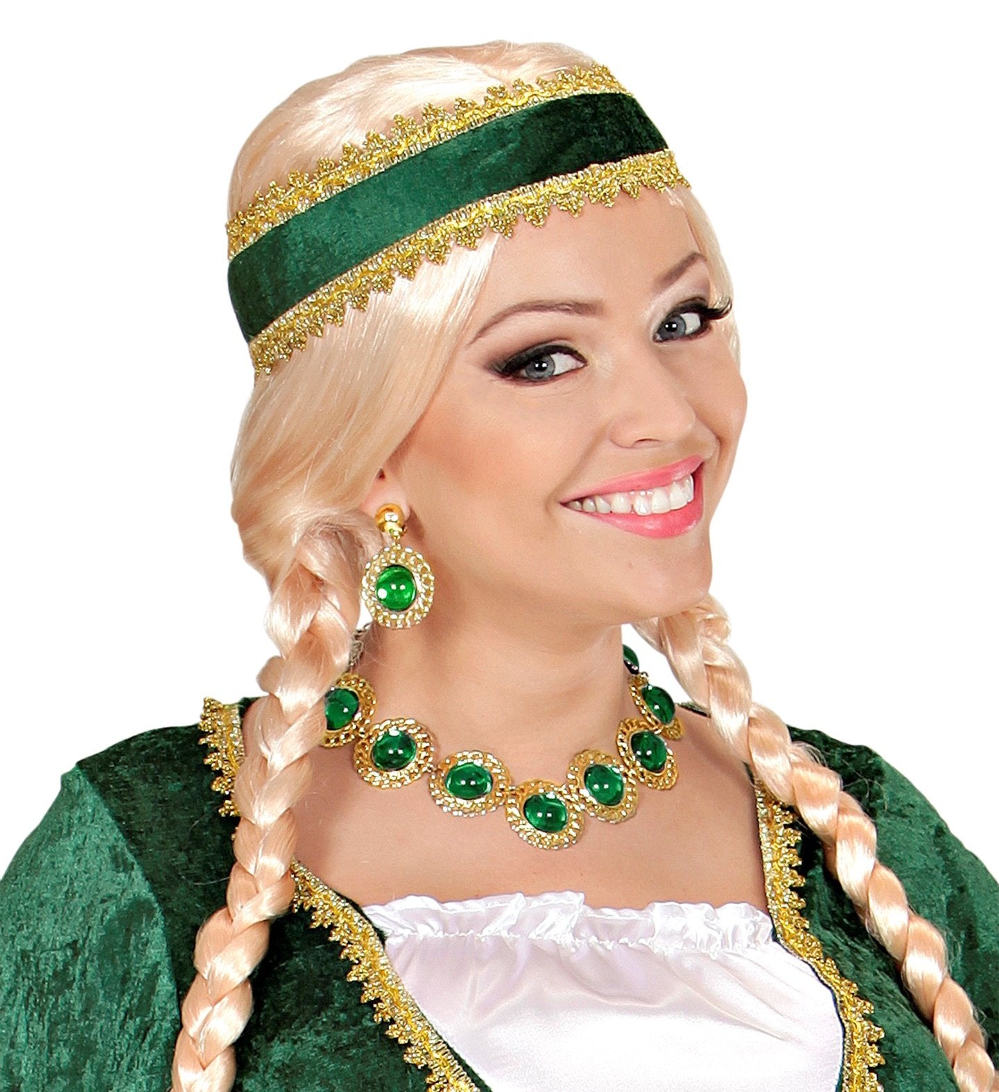 Costume Jewels Renaissance/Medieval Royalty Queen Set With Green Gems