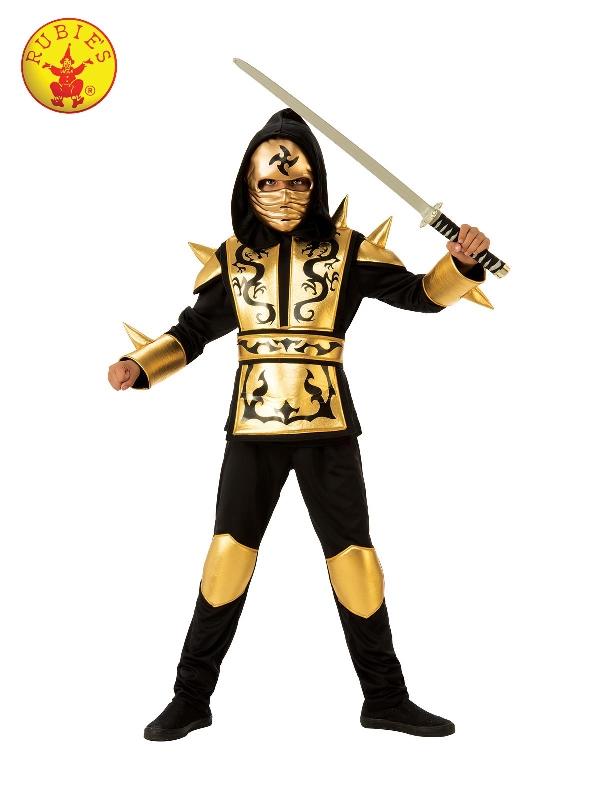 Costume Child Ninja Gold And Black Large  8-10 Years