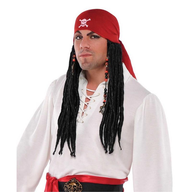 Wig Pirate Bandana With Dreadlocks and Beads