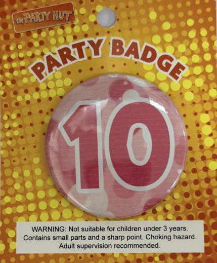 Badge Tenth Birthday Pink 6cm