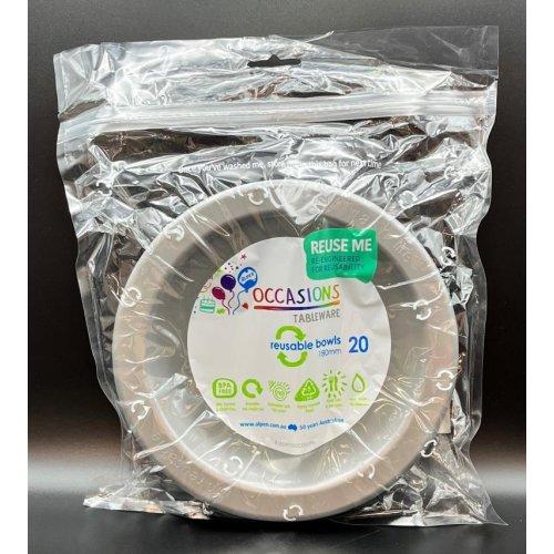 Bowls 18cm Silver Plastic Pk/20