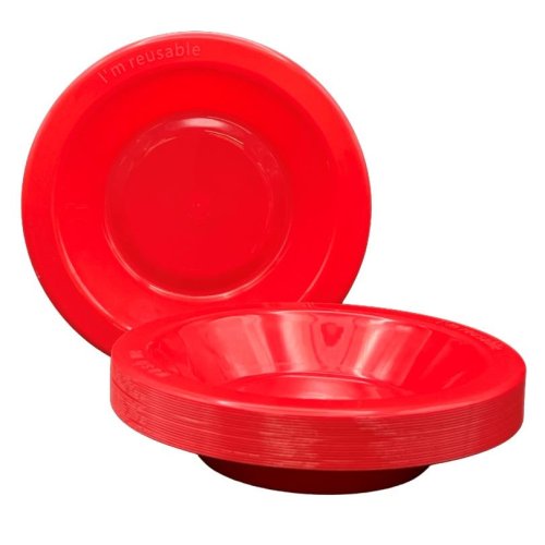 Bowls 18cm Red Reusable Plastic Pk/20
