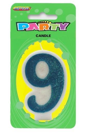 Candle Number 9 Blue