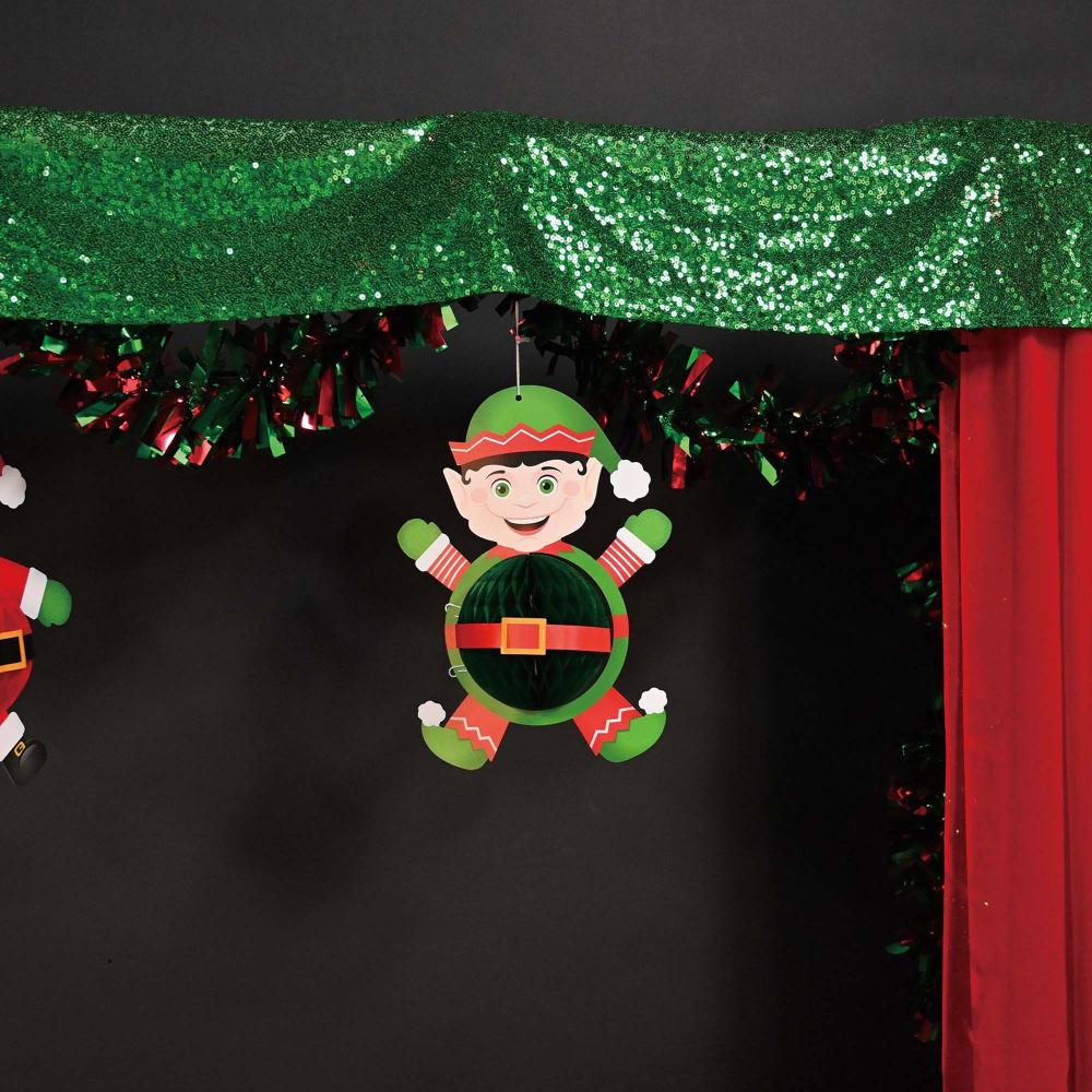 Hanging Decorations Tissue Christmas Santa/Elf/Snowman Pk/3 18cm - 27cm