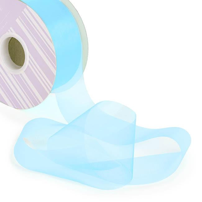 Organza Ribbon Baby Blue Cut Edge 50mm x 100m