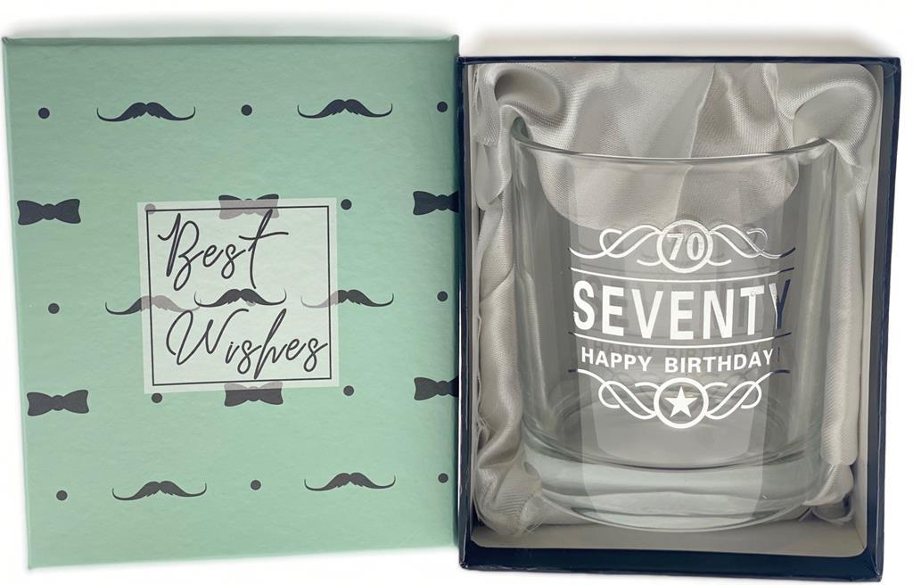 Gift Glass Scotch Rum Seventy 70th Happy Birthday