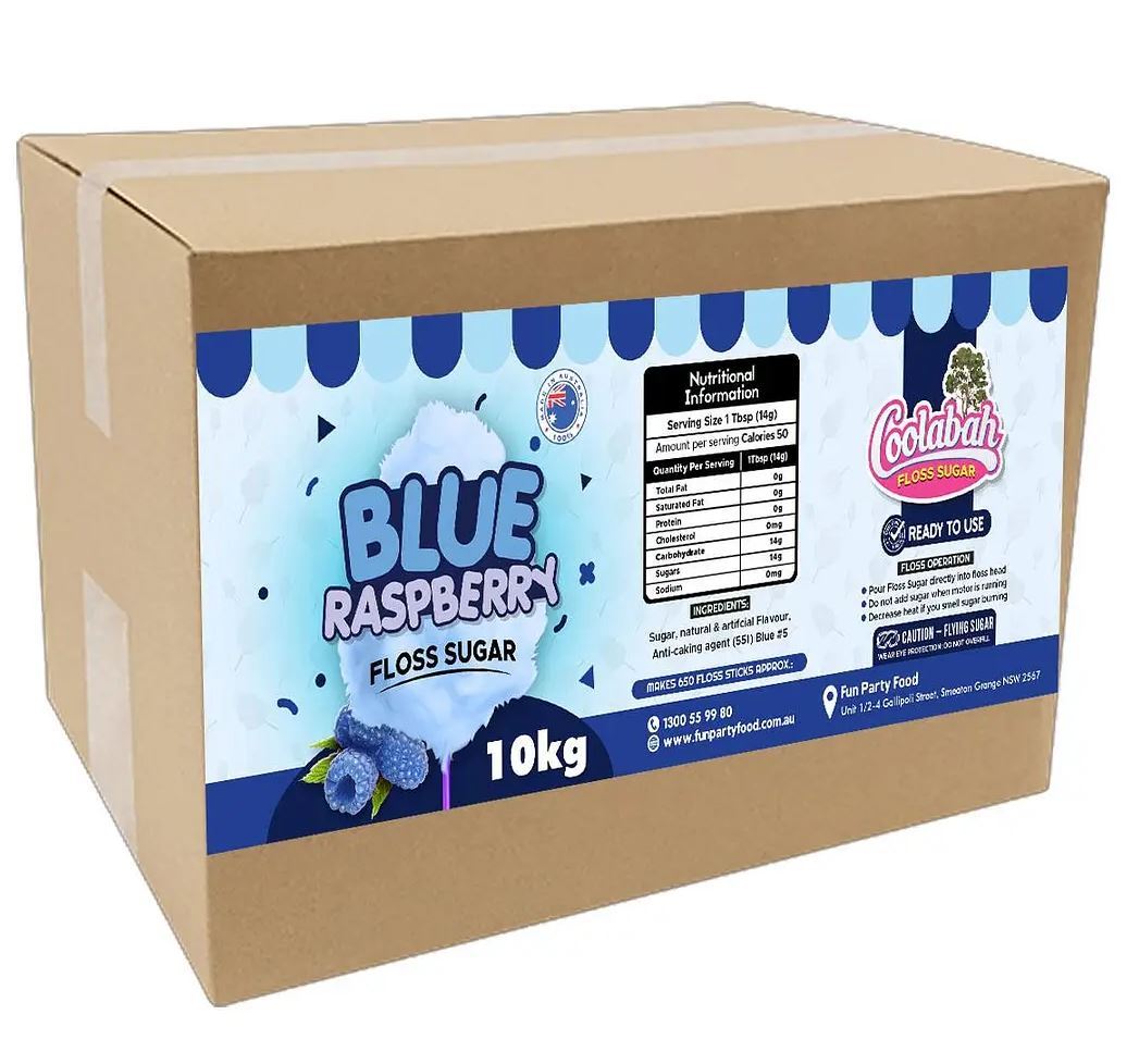 Fairy Floss Sugar Blue Raspberry 10kg Ready To Use Coolabah