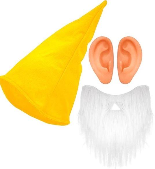 Gnome/Dwarf Costume Set Yellow (Hat Beard & Ears)