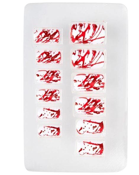 Nails Fake Bloody Self Adhesive Pk/12 Costume Accessory