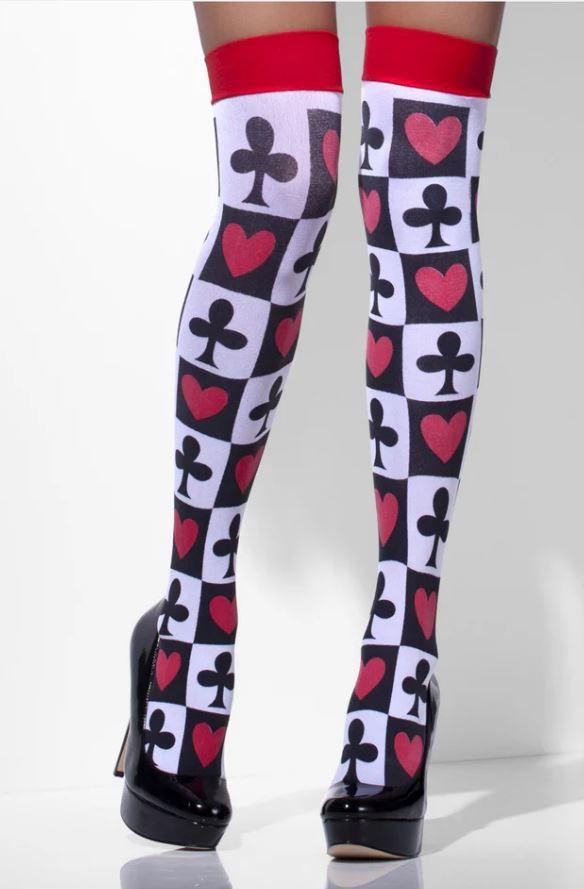 Pantyhose/Stocking Thigh High Casino Poker Cards Clubs & Hearts