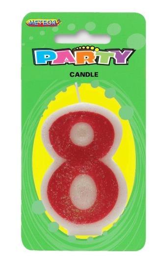 Birthday Cake Candle Number 8 (Eight) Pink Glitter7cm High