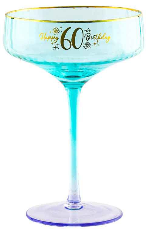 Glass Fluted Coupe Champagne/Cocktail Happy 60th Sixty Birthday