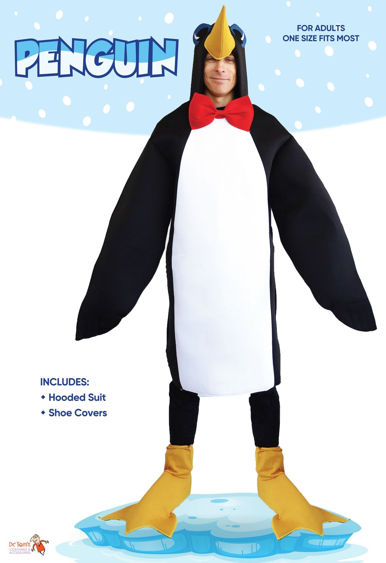 Costume Adult Animal Penguin Hooded Suit & Shoe Covers Large