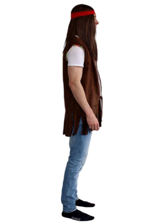 Costume Adult Hippie Vest Brown With Fringe 1960s Medium / Standard