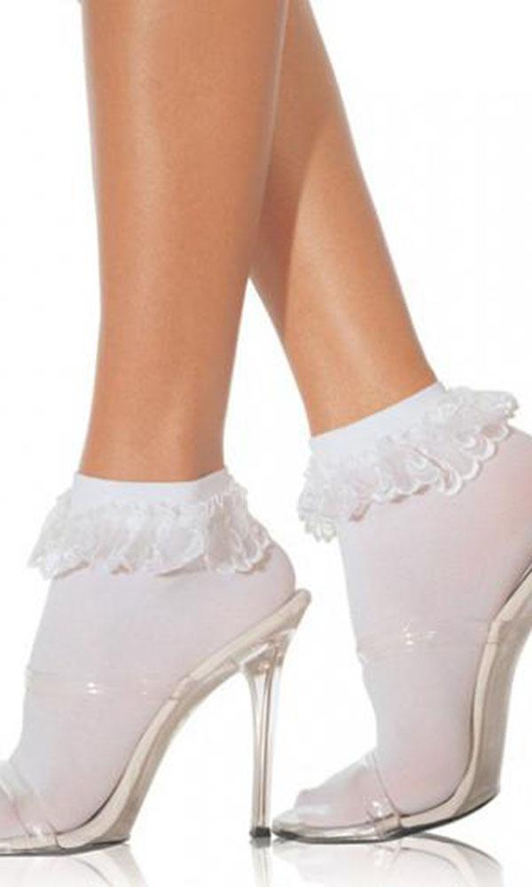 Socks Ankle White Lace With Ruffle Bobby1950s - Last Chance