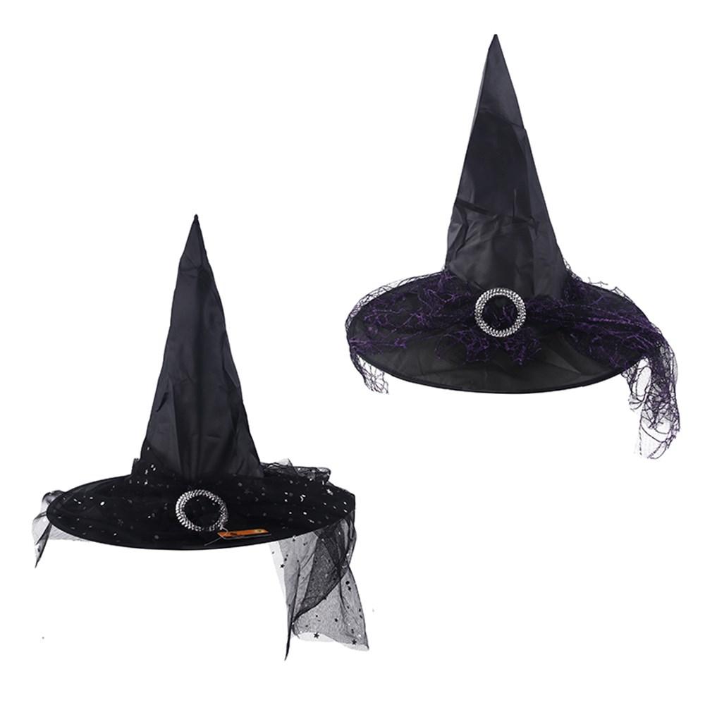 Witch Hat Black With Fancy Trim (Assorted Design Sent When Ordered)
