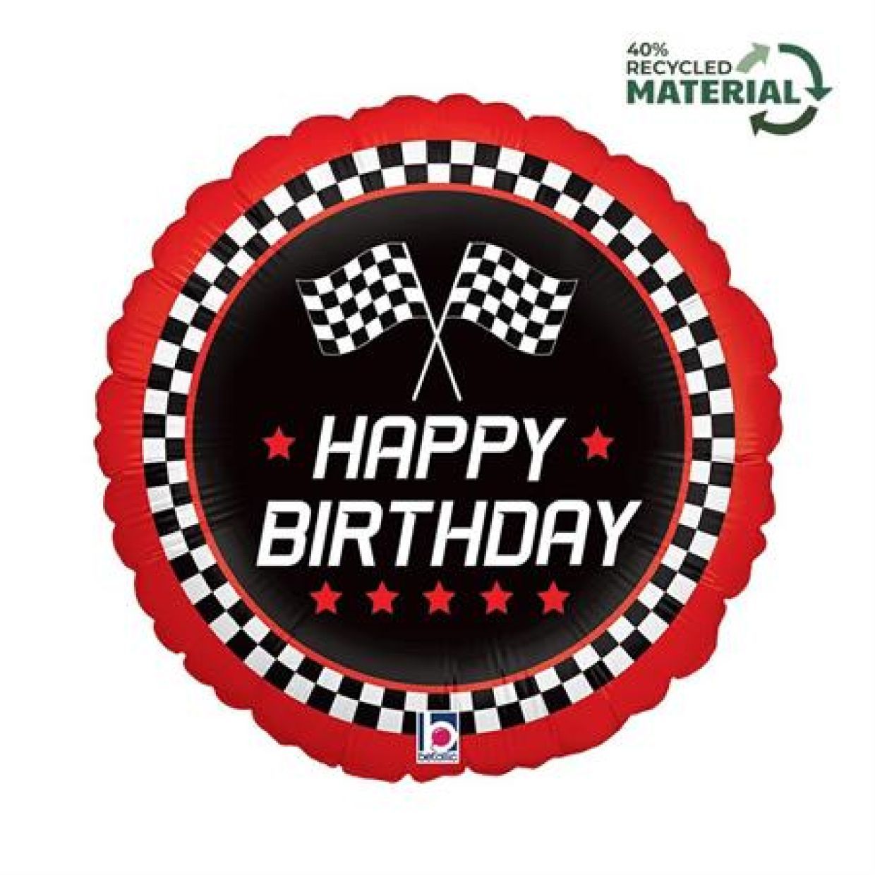 Balloon Foil 45cm Birthday Race Car Checkered Flags