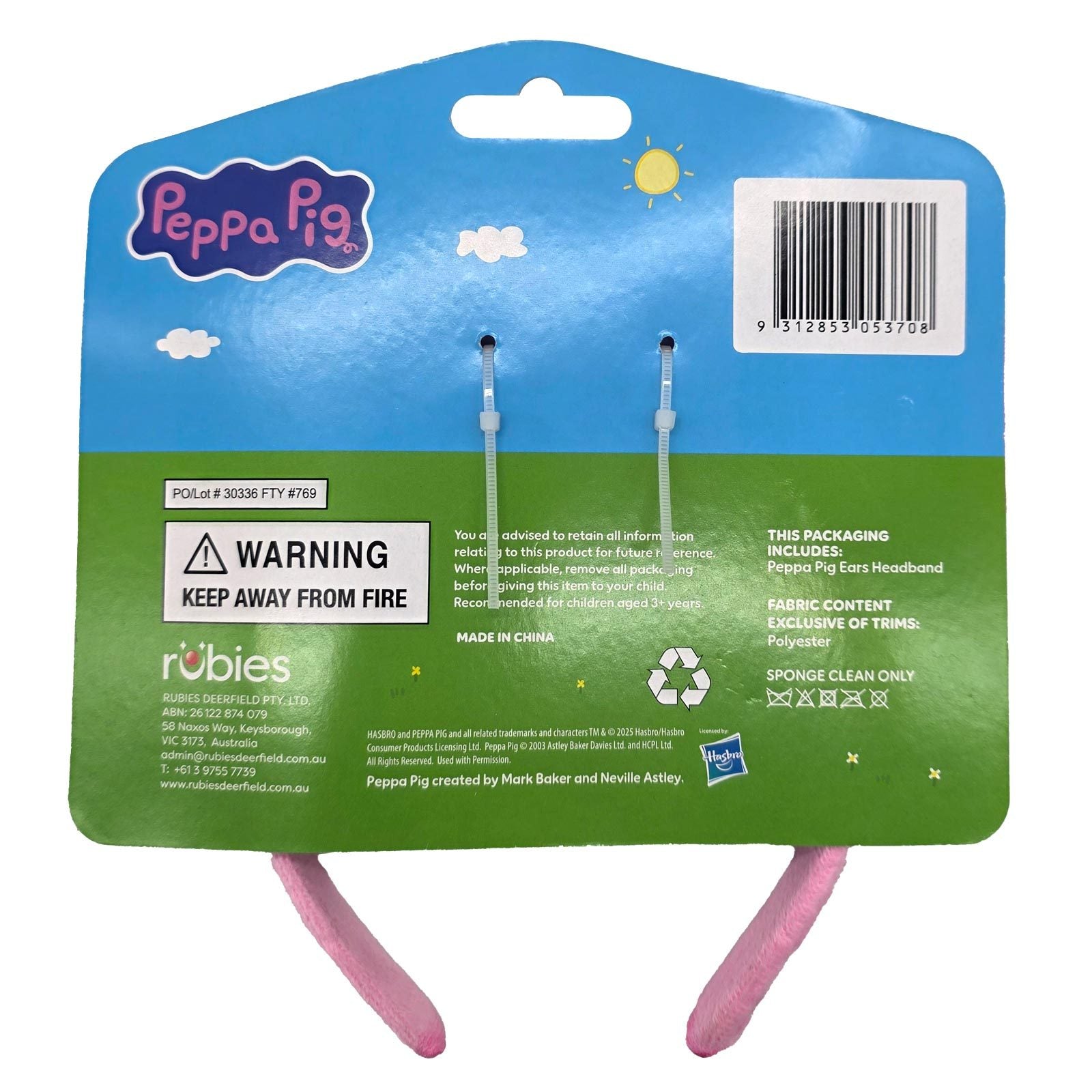 Peppa Pig Ears on Headband Plush Pink Child Costume Accessory