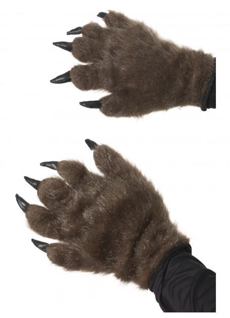 Gloves Hairy Monster Hands Furry Brown Costume Accessory
