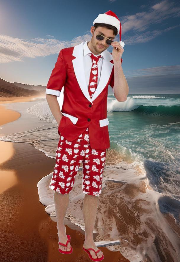 Costume Adult Red Suit Aussie Christmas