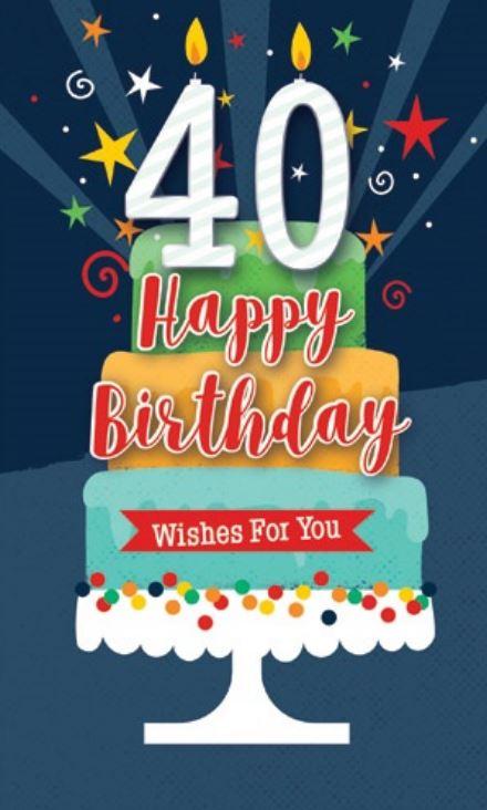 Greeting Card Happy 40th Birthday Cake