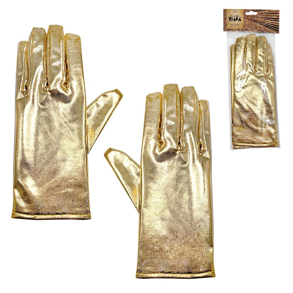 Gloves Metallic Gold Short 24cm Deluxe