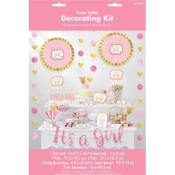 Its A Girl Baby Shower Buffet Table Decoration Kit Pink