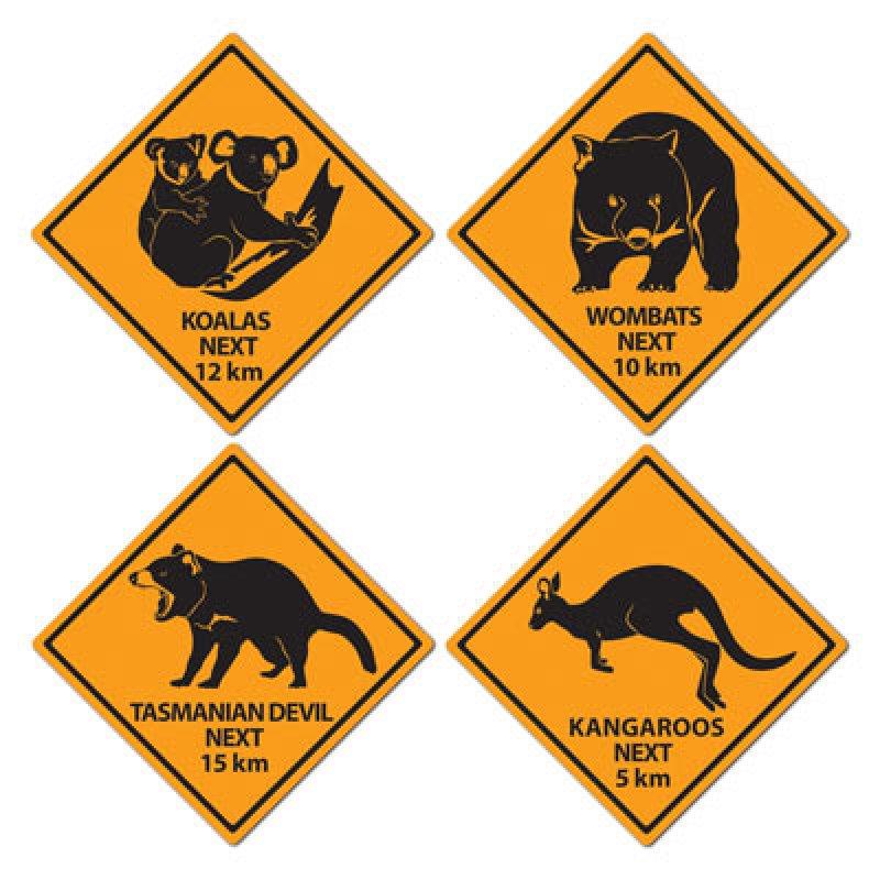 Props Decorations/Cutout Australian/Aussie Outback Road Signs Pk/4